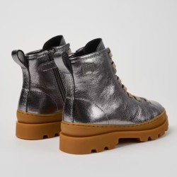 Bota Brutus en piel metalizada plata