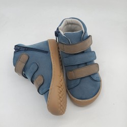 Botin Coqueflex Barefoot en azul y camel